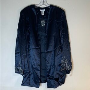 Draper’S & Damon’S Silk Jacket with Pearl Bead Sequin Embellished Sleeve XL. NWT